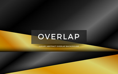 Obraz premium Luxury dark overlap background with golden shape