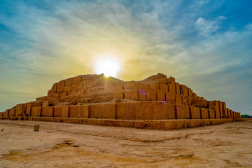 Chogha Zanbil, Iran, which has been inscribed on the List of World Heritage. Surrounded by desert...