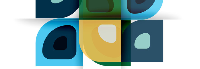Fototapeta premium Set of vector modern geometric abstract backgrounds with repeating abstract round shapes patterns and shadow effects