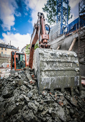 Fototapeta premium Excavator in a construction site