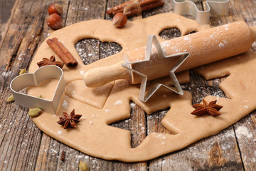 cooking gingerbread cookies- christmas and new year bakery