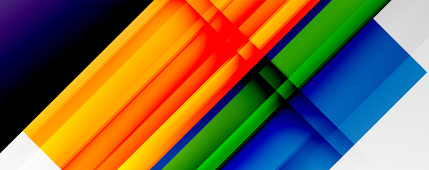 Geometric abstract backgrounds with shadow lines, modern forms, rectangles, squares and fluid gradients. Bright colorful stripes cool backdrops