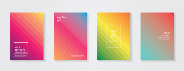 Fototapeta premium Minimal modern cover design. Dynamic colorful gradients. Future geometric patterns. Blue, pink, yellow, green, orange, purple placard poster template.