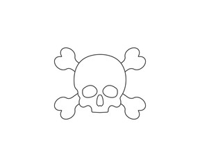 Skull, bone, halloween icon. Vector illustration, flat design.