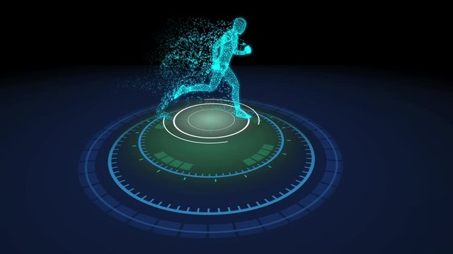 hologram Human running Wireframe Vr Hi Tech Futuristic si fi 