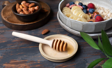 Breakfast items. Flatley. Products for making oatmeal porridge.