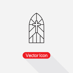 Church Stain Glass Window Icon Vector Illustration Eps10