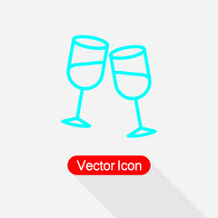 Clinking Glasses Icon, Wineglass Icon Vector Illustration Eps10