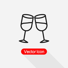 Clinking Glasses Icon, Wineglass Icon Vector Illustration Eps10