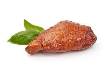 Smoked Chicken thigh, isolated on white background