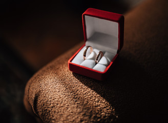 Wedding rings in a box for storing in good lighting