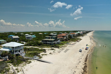 Fototapeta na wymiar St. George Island, Franklin County, Florida - AERIAL VIEW - Beach and Island Views - May 2020