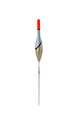 teardrop shaped float with a red antenna and a long keel for fishing with a fishing rod on the waves in rivers and lakes, fishing accessories white background