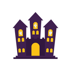 creepy castle icon, flat style