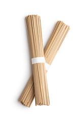 Uncooked soba noodles. Traditional Japanese noodles.