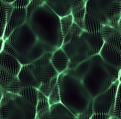Abstract vector mesh background made of particles. Chaotic light waves. Technological cyberspace background