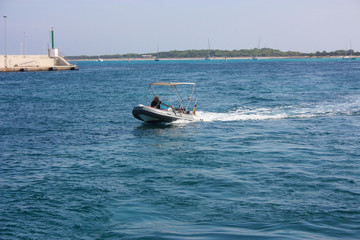 ship in the waves of the water of the mediterranean sea