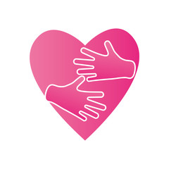 hands hugging a heart, gradient style