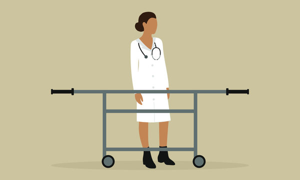 doctor standing near hospital stretcher clip art preview