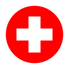Obraz premium Medical cross in a red circle vector illustration.