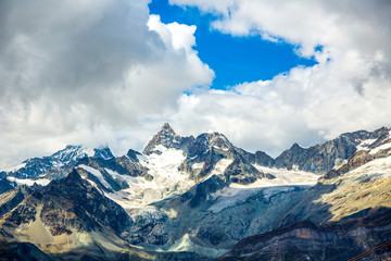 Fototapeta na wymiar the Ober Gabelhorn (4063 m). It is a mountain in the Pennine Alps in Switzerland, located between Zermatt and Zinal.