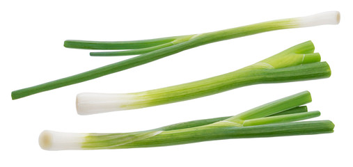 Green onion, fresh chives isolated on white background