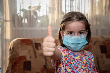 Little girl with mask - epidemic of covid 19
