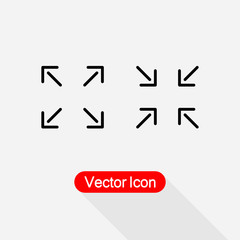 Exit Full Screen Icon, Full Screen Icon, Wide Icon Vector Illustration Eps10