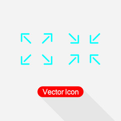 Exit Full Screen Icon, Full Screen Icon, Wide Icon Vector Illustration Eps10