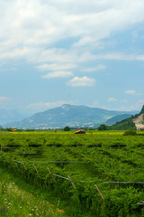 Obraz premium Cycleway along the Adige river from Rovereto to Trento