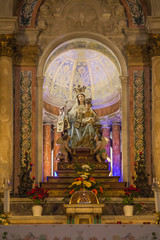 Haifa, Israel, January 26, 2020: Interior and altar at the famous Stella Maris church in Haifa - obrazy, fototapety, plakaty