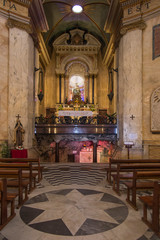 Haifa, Israel, January 26, 2020: Interior and altar at the famous Stella Maris church in Haifa