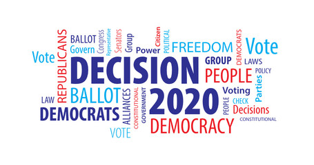 Decision 2020 Word Cloud on a White Background