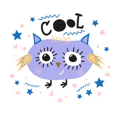 Cute owl on a white background. Vector illustration