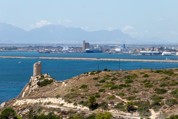 View of the city of Cagliari in Sardinia, Italy