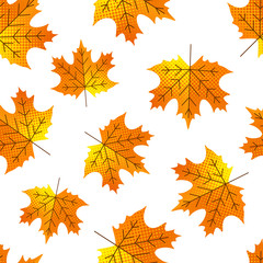 Autumn maple leaves seamless pattern.