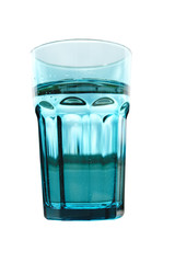 The blue glass of water
