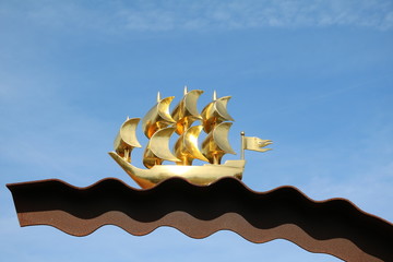 Golden sailing ship, Sweden