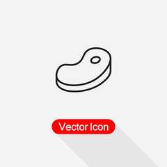 Meat Steak Icon, Raw Beef Steak Symbol Vector Illustration Eps10