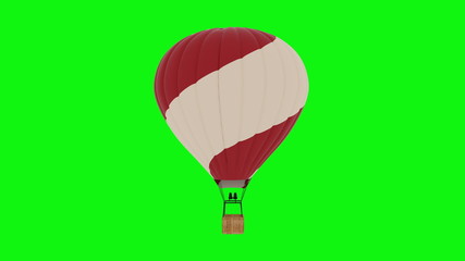 Hot Air Balloon flying. Green screen. 3d rendering