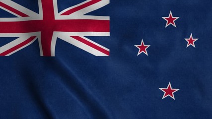 The national flag of New Zealand flutters in the wind. 3d rendering