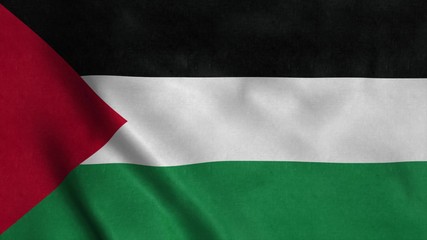 Palestine flag waving in the wind with high quality texture. 3d rendering