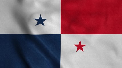 Panama flag waving in the wind with high quality texture. 3d rendering
