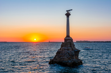 Monument to Sunken Ships in Sevastopol at sunset, Crimea