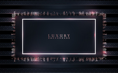 Luxury background design with dark navy blue and rose golden element decoration. Elegant shape vector layout template illustration for use cover magazine, poster, flyer, invitation, product packaging
