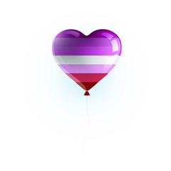 Fototapeta na wymiar Festive heart shaped balloon with LESBIAN flag. The sign created for popularizing and support the LGBT community in social media. Vector illustration. Isolated object.