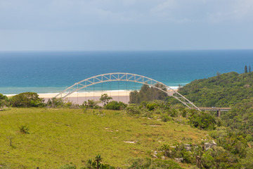 Bridge over the Umtamvuna River on the Border of KwaZulu-Natal and Eastern Cape, seen from Red Desert Nature Reserve