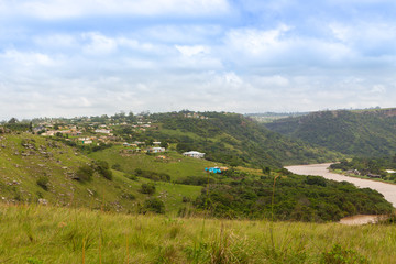 Fototapeta na wymiar Landscape of the surronding meadows of the Red Desert close to Port Edward, KwaZulu-Natal
