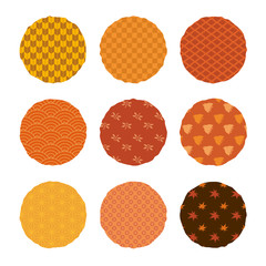 秋 和柄模様 スタンプ素材