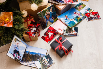 family photo album near the Christmas tree